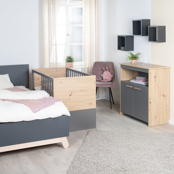 Postýlka v šedé a přírodní barvě 60x120 cm Anna – Roba