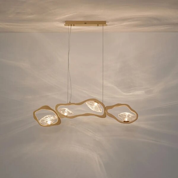 Nova Luce Zlaté kovové závěsné LED světlo Denise 120 cm
