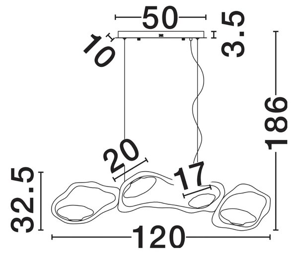 Nova Luce Zlaté kovové závěsné LED světlo Denise 120 cm
