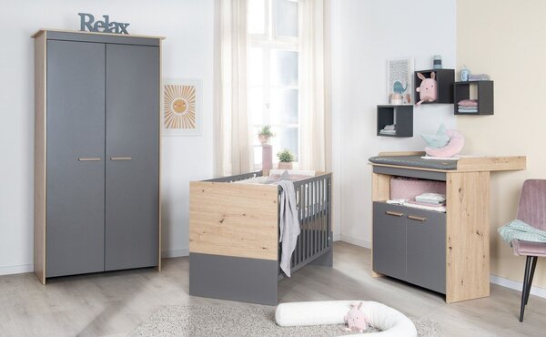 Postýlka v šedé a přírodní barvě 60x120 cm Anna – Roba