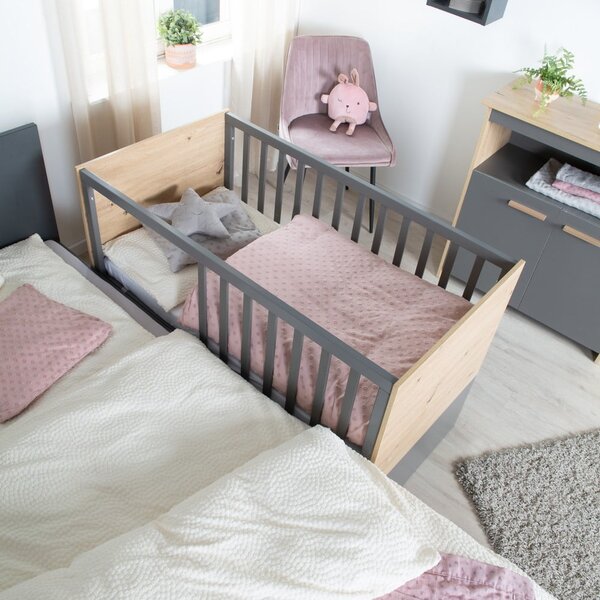 Postýlka v šedé a přírodní barvě 60x120 cm Anna – Roba