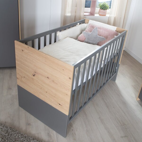 Postýlka v šedé a přírodní barvě 60x120 cm Anna – Roba
