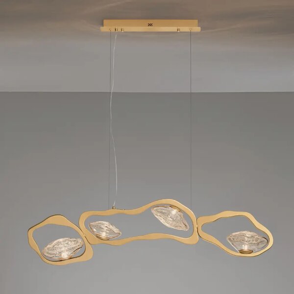 Nova Luce Zlaté kovové závěsné LED světlo Denise 120 cm