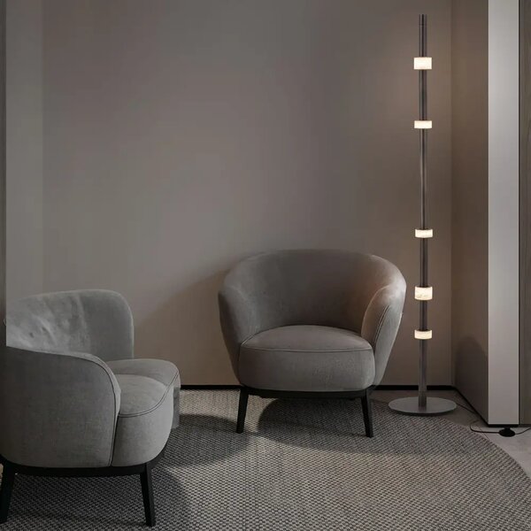 Nova Luce Tmavě šedá kovová stojací LED lampa Marlow 170 cm