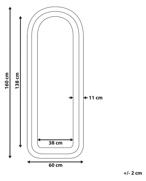 Zrcadlo CULAN 60 cm 160 cm Umělý samet Růžová