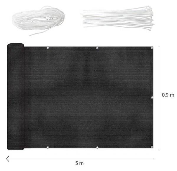 Balkonová clona pro soukromí 500x90 cm - černá
