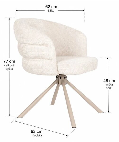 White Label Béžová čalouněná otočná jídelní židle MARJOLEIN