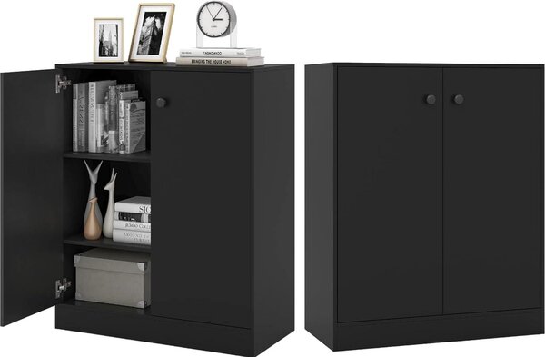 KOMFOTTEU píborník se 2 dvíky, bufetový píborník s ochranou proti peklopení, komoda, boní skíka do obývacího pokoje, jídelny, lonice, pedsín, 72 x 34 x 85,5 cm (erná)