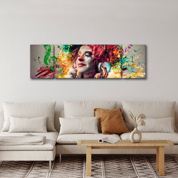 Obraz - Umělkyně se sluchátky (170x50 cm)