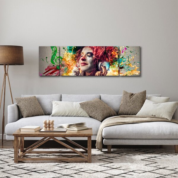 Obraz - Umělkyně se sluchátky (170x50 cm)