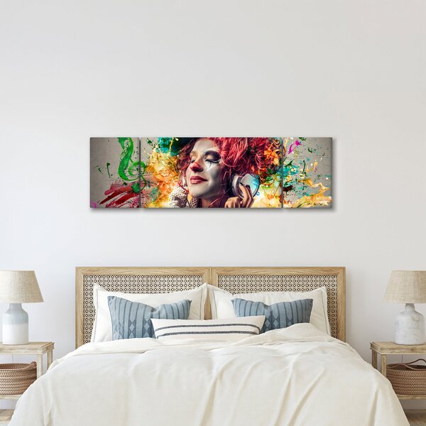 Obraz - Umělkyně se sluchátky (170x50 cm)