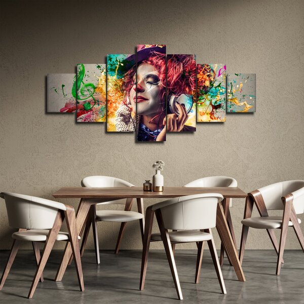 Obraz - Umělkyně se sluchátky (210x100 cm)