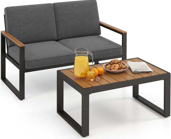 KOMFOTTEU 2dílná sada zahradního nábytku pro 2 osoby, zahradní nábytek s 1 keslem a 1 konferenním stolkem, sada zahradního nábytku, na terasu, terasu, balkon, terasu