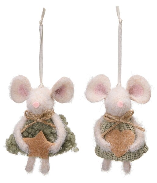 Závěsná dekorace Mouse Green - set 2 ks Wikholm Form