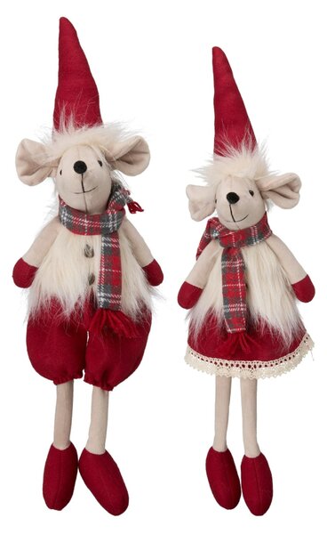 Vánoční dekorace sedící myška Mouse Girl Red Wikholm Form