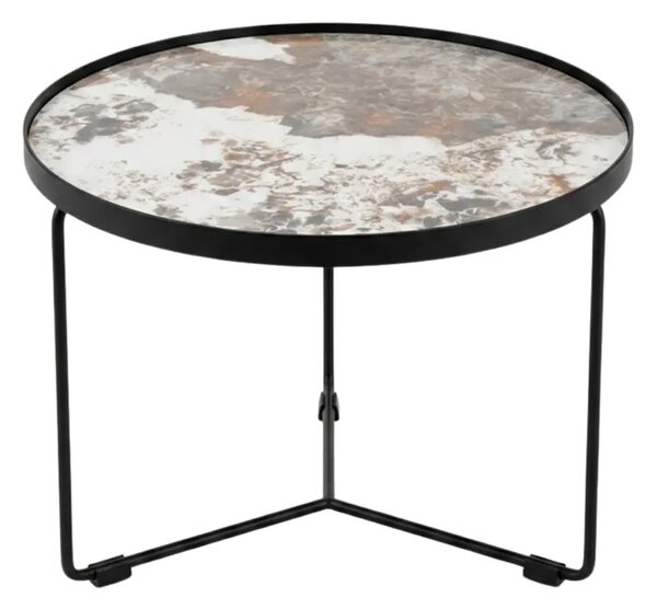 Miotto Hnědo-bílý keramický odkládací stolek Affori ⌀50 cm