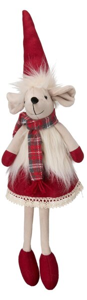 Vánoční dekorace sedící myška Mouse Girl Red Wikholm Form