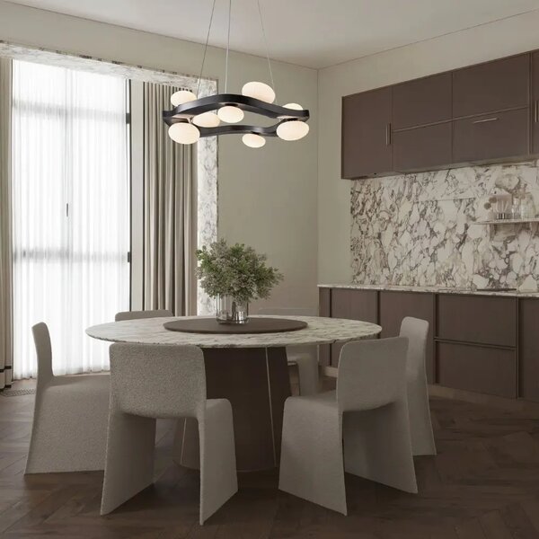 Nova Luce Tmavě šedé kovové závěsné LED světlo Severo 61 cm