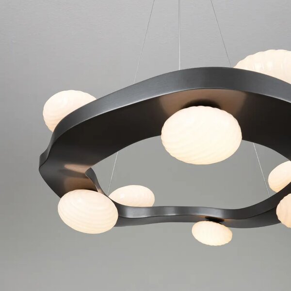 Nova Luce Tmavě šedé kovové závěsné LED světlo Severo 61 cm