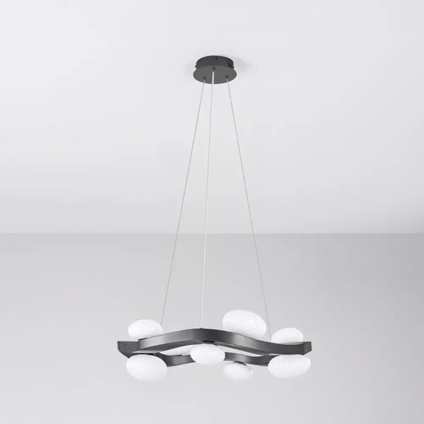 Nova Luce Tmavě šedé kovové závěsné LED světlo Severo 61 cm