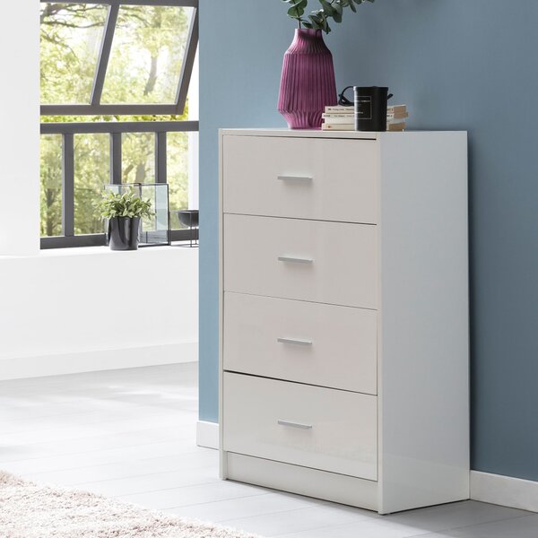 FineBuy Sideboard FB52330 Bílá lesklá 60x90x30 cm Prchozí skíka Devná moderní úzká komoda s zásuvkami Jídelna Malá univerzální skíka Pedsí