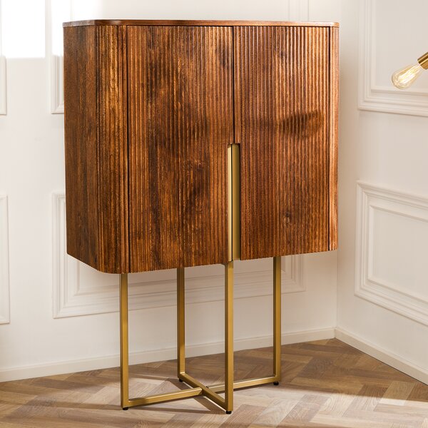 Riess-ambiente Design Highboard GATSBY 125cm hndý matný zlatý retro píborník z mangového deva komoda se zásuvkami skíka
