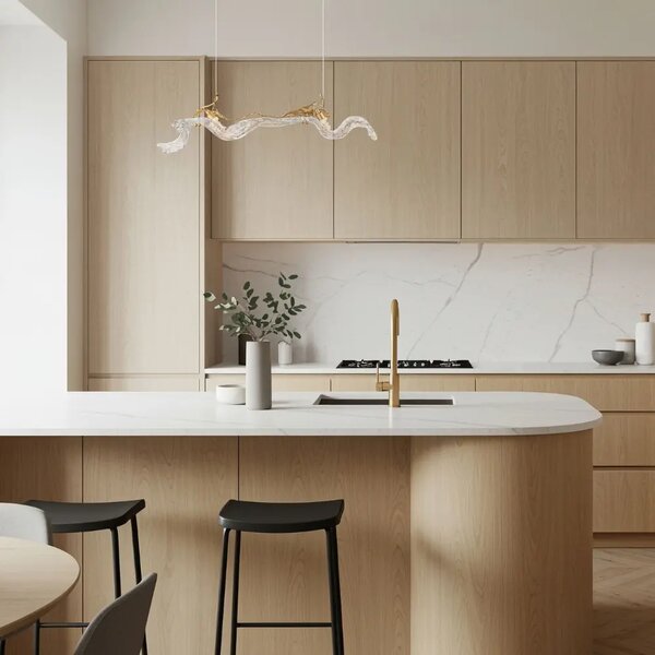 Nova Luce Zlaté skleněné závěsné LED světlo Avesa 61 cm