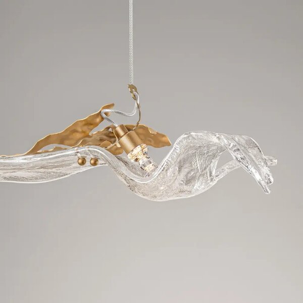 Nova Luce Zlaté skleněné závěsné LED světlo Avesa 61 cm
