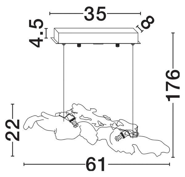 Nova Luce Zlaté skleněné závěsné LED světlo Avesa 61 cm
