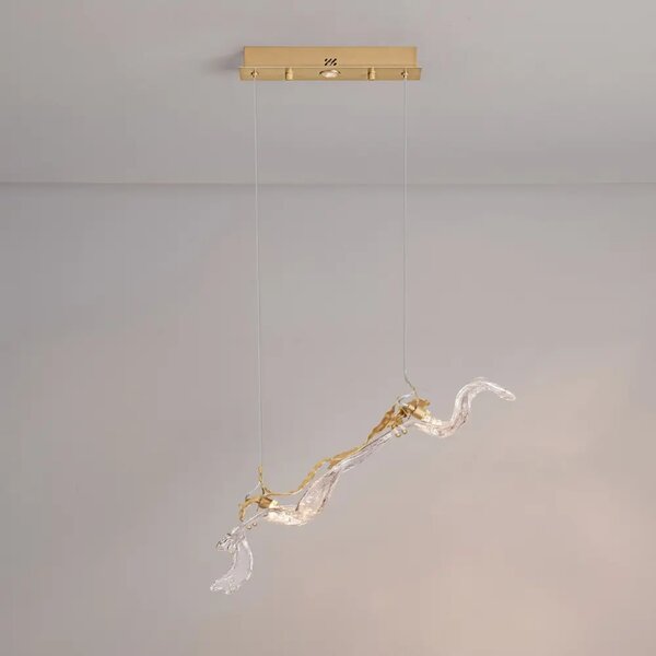 Nova Luce Zlaté skleněné závěsné LED světlo Avesa 61 cm