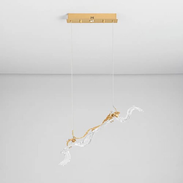 Nova Luce Zlaté skleněné závěsné LED světlo Avesa 61 cm