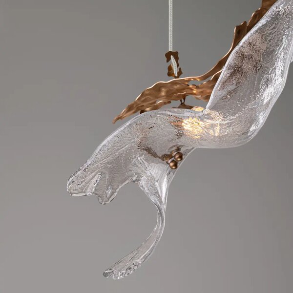 Nova Luce Zlaté skleněné závěsné LED světlo Avesa 61 cm