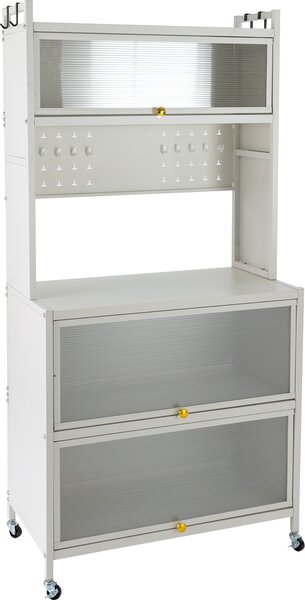 5úrovový úloný regál Bílý úloný organizér s koleky MAX 200KG
