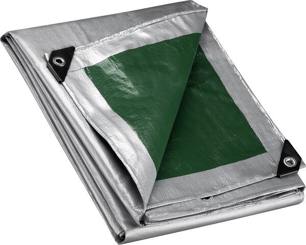 Nepromokavá plachta Wiltec zelenoedá, nepromokavá plachta s oky 4 x 3 m, PE plachta 120 g/m², zahradní plachta odolná proti UV záení, robustní ochranná plachta