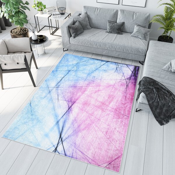 Makro Abra Kusový koberec pratelný TOSCANA 43860 Abstraktní moderní pogumovaný modrý fialový Rozměr: 160x230 cm