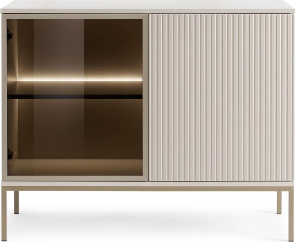 Moderní úzká komoda s drákovaným elem, 104 × 83 × 39 cm, kamír / zlatá