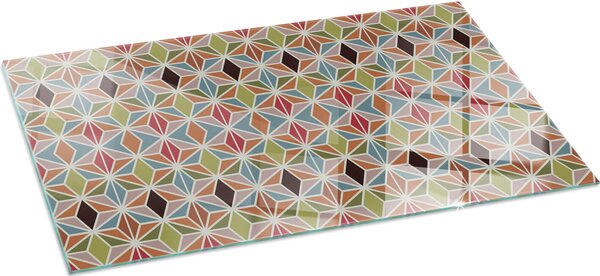 Sklenná podlahová deska 100x50 cm - Krbová deska sklenná - Krbová deska sklenná - Ochranné sklo - Ochranná deska proti jiskrám - Sklenná podlahová deska neholavá - Tepelná ochrana - Ochrana podlahy ze skla - Polygonální vzor v míce