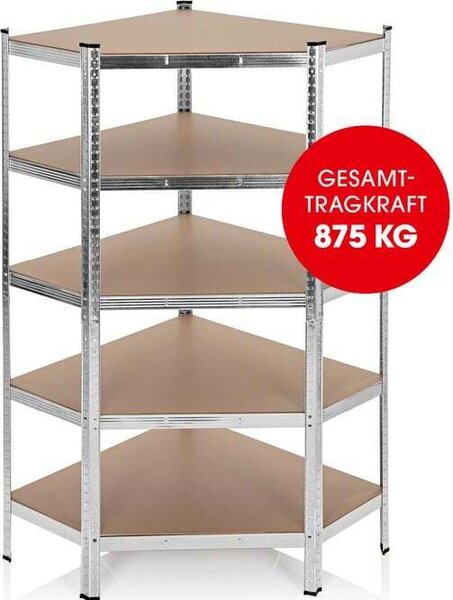 EASYmaxx 13587, 5 police/polic, Stedn-hustotní sklolaminát (MDF), Kov, Plast, Hndá, Stíbrná, 175 kg, 900 mm
