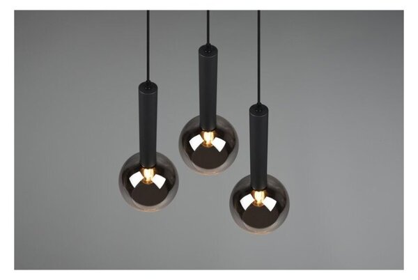 TRIO 310390332 CLAYTON závěsné svítidlo 3xE27 D450mm černá matná, kouřová