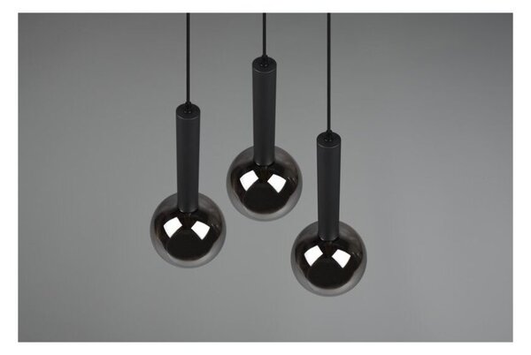 TRIO 310390332 CLAYTON závěsné svítidlo 3xE27 D450mm černá matná, kouřová