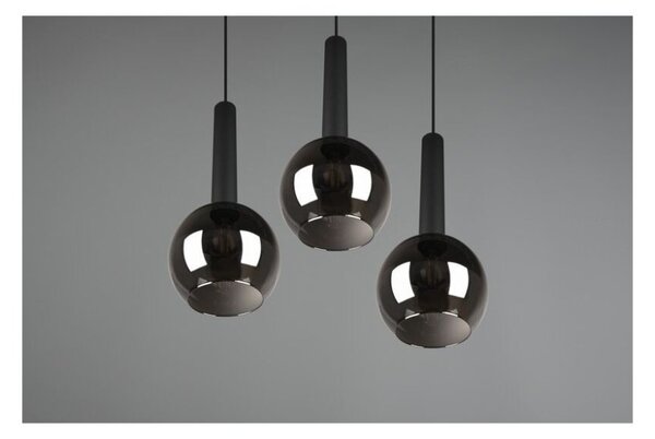 TRIO 310390332 CLAYTON závěsné svítidlo 3xE27 D450mm černá matná, kouřová