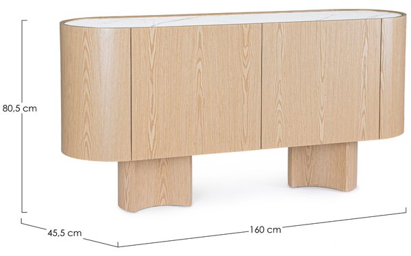 Bizzotto Dřevěná komoda Otilia 160 x 46 cm s keramickou deskou