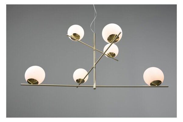 TRIO 302000608 PURE závěsné svítidlo 6xE14 matná mosaz, bílá