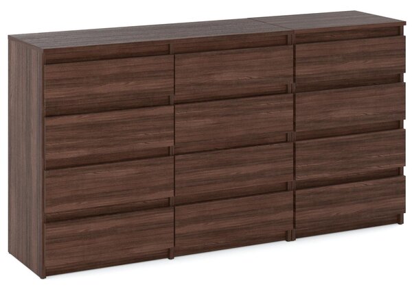 STIV Möbel | Komoda s 12 zásuvkami (8+4) | Dub Wenge | 180 cm | moderní & bez úchytek | Lonice & Obývací pokoj