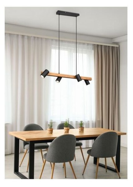 TRIO 312490432 MARLEY závěsné svítidlo 4xGU10 černá matná, drěvo