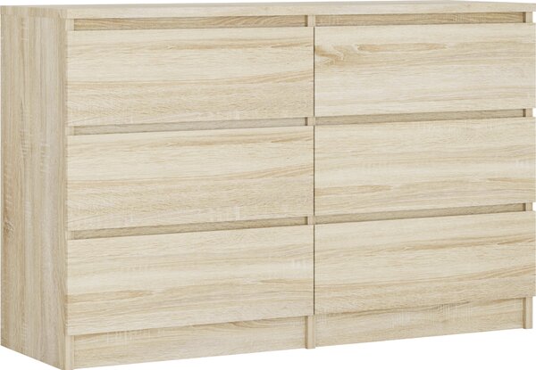 Komoda 6 zásuvek, barva: dub Sonoma, 120 x 78 x 39 cm