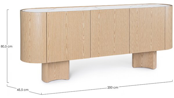 Bizzotto Dřevěná komoda Otilia 200 x 46 cm s keramickou deskou