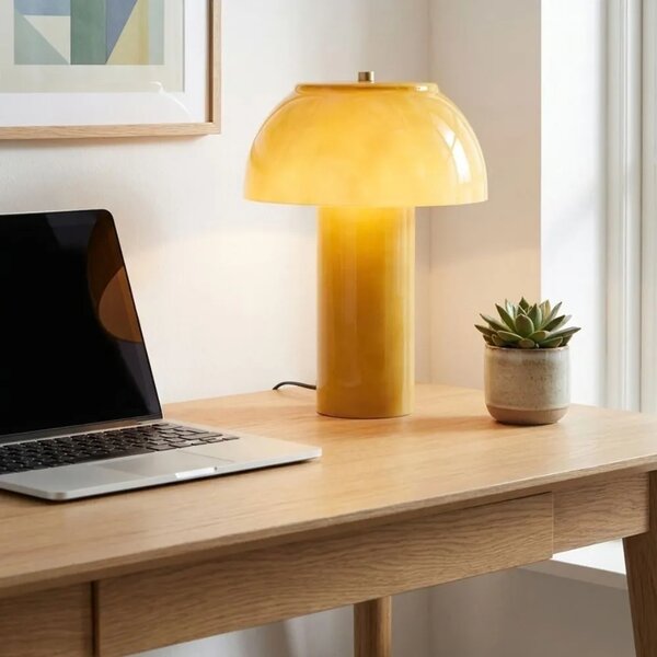 Dutchbone Žlutá kovová stolní lampa MORVAN 42 cm