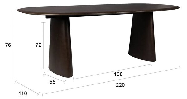 White Label Černý oválný jídelní stůl MANDY 220 x 110 cm