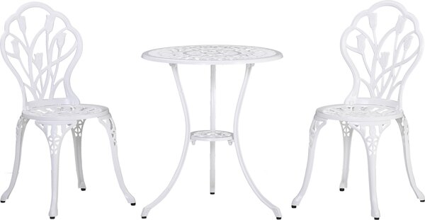 Outsunny Seating Group 3-dílná jídelní sada Balkonový nábytek Set 1 stl + 2 idle Alu